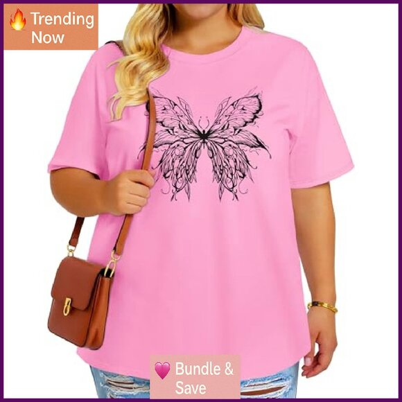 Plus Size Oversized Crewneck Tee Casual Blouse Short Sleeve Women's Top - Picture 6 of 8